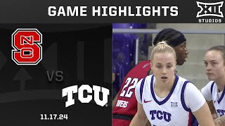 13 NC State vs TCU Game Highlights  202425 Big 12 Women’s Basketball [upl. by Vyner655]