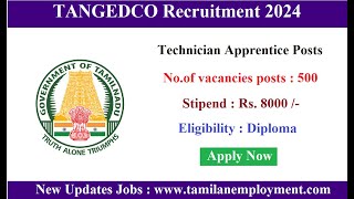 Tangedco recruitment 2024 apply online  Technical Apprentice [upl. by Micheal71]