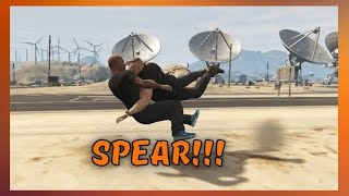 GTA 5 WWE Spears Compilation 3  GTA 5 WWE Moves  GTA 5 WWE Mod [upl. by Shanon851]