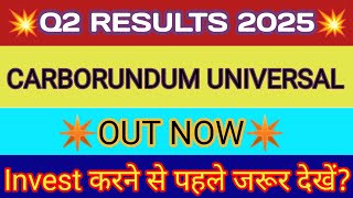 Carborundum Universal Q2 Result 2025 🔴 Carborundum Universal Results 🔴 Carborundum Share Latest News [upl. by Primrosa]