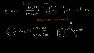 Hydroboration oxidation of alkynes Alkenes and Alkynes Organic chemistry Khan Academy [upl. by Eisdnil]