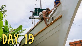 Installing Yabás anchor bow roller complete boat rebuild — Sailing Yabá 187 [upl. by Aisatnaf]