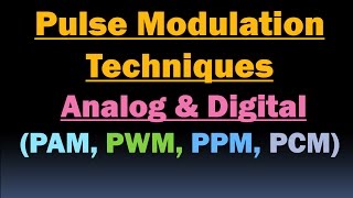 Pulse Modulation Techniques PAM PWM PPM PCM Pulse Amplitude Pulse Width Pulse Position Code [upl. by Anaimad]