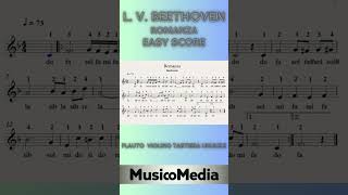 ROMANZA di BEETHOVEN tutorial spartito facile flauto violino playalong short easyscore [upl. by Gregoor]