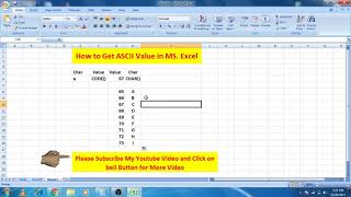 ASCII Character using Excel 2017 [upl. by Sinnoda575]