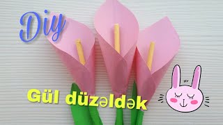 ЦВЕТЫ ИЗ БУМАГИ☆Kağızdan gül düzəldək kagizdan gulun hazirlanmasikagizdan əl isi [upl. by Yrailih251]