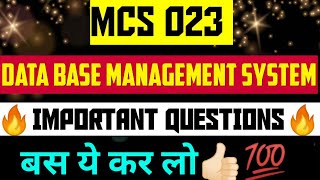 FREE🥳 Mcs 023💥 Very Imp Questions And answers Data Base Management System🔥 100Score 💯👍 [upl. by Loring]