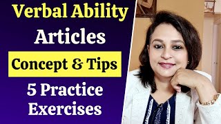 Articles in Verbal Ability  Concept Tips amp Practice Exercises for Placement Tests Jobs amp Exams [upl. by Anerrol]