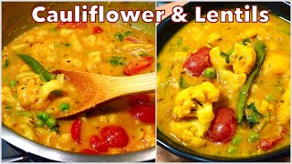 DELICIOUS YELLOW LENTIL RECIPE With Cauliflower EASY amp QUICK  Gobi Moong Dal [upl. by Sulohcin638]