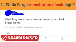 Wells Fargo customer remediation check  legit or scam Is it real payment from settlement [upl. by Ynitsed]