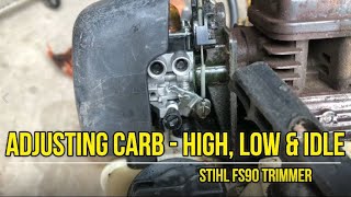 High and Low Carburetor Adjustment on a Stihl Trimmer [upl. by Neil]