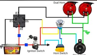 DOUBLE CONTACT HORN WIRING DIAGRAM [upl. by Devy564]