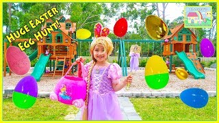 Easter Egg Hunt Surprise Toys Challenge for Kids on the Playground with Princess Rapunzel [upl. by Karee]