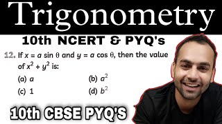 Mcqs12 10th Trigonometry from Educart question bank  If xasinθ and yacosθ then the value of x² [upl. by Assyle]