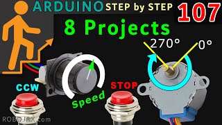 Using 28BYJ48 Stepper Motor Push button Speed with 8 projects Ultimate Video Tutorial Lesson 107 [upl. by Rodablas]