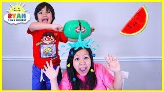 Ryan plays Watermelon Smash Challenge on Mommy [upl. by Grae]