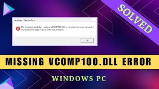 How to Fix Missing VCOM100DLL Error  Windows 32 amp 64bit [upl. by Katherina]