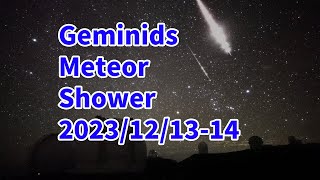 Geminid meteor shower 2023121314 LIVE from Subaru Telescope MaunaKea Hawaii [upl. by Cayla]