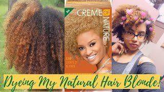 Dyeing my Natural Hair Blonde At Home  Creme of Nature Lightest Blonde [upl. by Cohette]