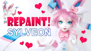 Repaint Valentines Day Sylveon Pokemon Custom OOAK Doll [upl. by Aneekat903]