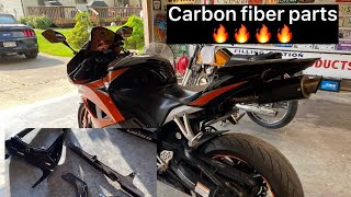 Installing Carbon Fiber parts to the CBR600RR Tire hugger chain guard exhaust cover  Part 13 [upl. by Sillsby]