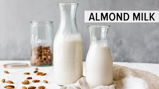 HOW TO MAKE ALMOND MILK  dairyfree vegan nut milk recipe [upl. by Halak]