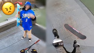 SCOOTER KID SHOWS UP TRASH TALKING SKATER [upl. by Reames]