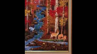 Amber painting  Crane and Deer in Spring [upl. by Hardan536]