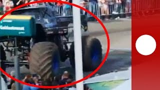 Monstertruck loses control during stunt show killing 3 in the Netherlands [upl. by Assenav518]