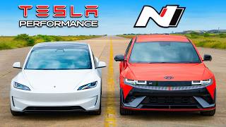 New Tesla Model 3 Performance v Hyundai IONIQ 5 N DRAG RACE [upl. by Codie17]