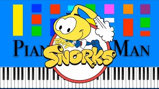 Come Along With The Snorks Theme Song Slow Easy Medium Piano Tutorial 4K [upl. by Moe617]