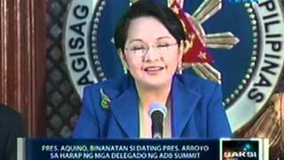 Saksi Pres Aquino binanatan si dating Pres Arroyo sa harap ng mga delegado ng ADB Summit [upl. by Tsuda443]