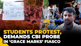 NEETUG 2024 controversy Students hit streets over ‘grace mark’ fiasco demand CBI probe [upl. by Ahsinauq]