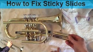 How to fix sticky slides on your trumpetcornetbrass instrument [upl. by Aronoel57]