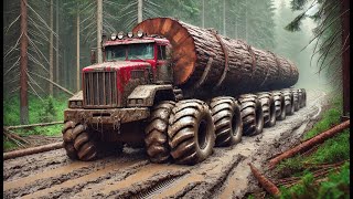 Massive Log Hauling HeavyDuty Truck Tackles Muddy Forest Roads [upl. by French]