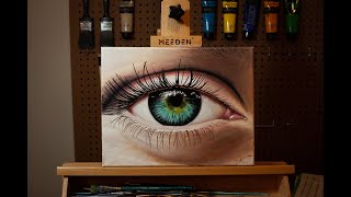 HOW TO PAINT A REALISTIC EYE  ACRYLIC PAINTING BY CHRIS KEMPTER [upl. by Bilac804]