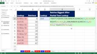 Excel Magic Trick 1001 Lookup Biggest Number After Partial Text Lookup Many Duplicates [upl. by Drucilla]