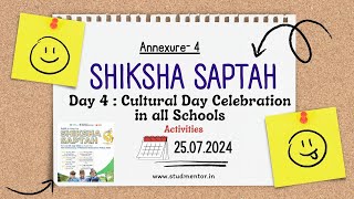 Shiksha Saptah Day – 4 Cultural Day Celebration 25 July 2024 Activities [upl. by Anitnelav]