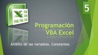 Curso VBA Excel Ámbito de las variables Constantes Vídeo 5 [upl. by Inajar]