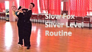 Slow Foxtrot Silver Level Choreography  Open Natural Turn Outside Swivel Feather Ending [upl. by Ayekin]