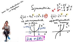 Ganzrationale Funktionen  Symmetrien erkennen und mit der Formel nachweisen [upl. by Halie]