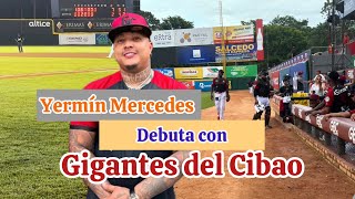 Yermín Mercedes debuta con Gigantes del Cibao y batea para doble pley [upl. by Rayham]