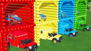 COLORFUL ANIMAL AMBULANCES COLORFUL GARACA CRAZY TRANSPORT FARMING SIMULATOR 2022 [upl. by Maxantia421]