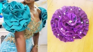 How to make Pleated flowerRose on Circle shaped sleeve  DIY flower fabric  Circle sleeve [upl. by Diehl]