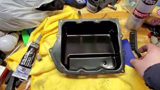 How to use gasketmaker for oil pan or transmission pan [upl. by Marv]