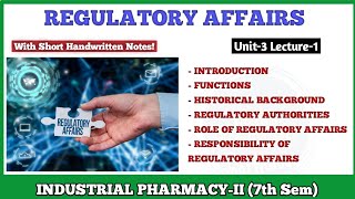 Regulatory Affairs in Pharmaceutical  Industrial PharmacyII 7th Semester BPharm [upl. by Atiuqam]