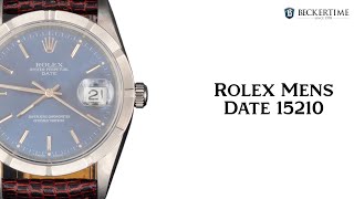 Mens Rolex Stainless Steel Date Watch Blue Dial 15210 [upl. by Karie]