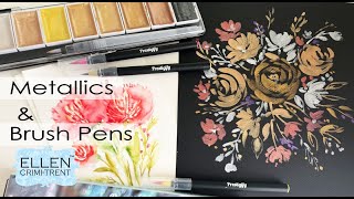 Metalic Watercolors and Brush Pens Review with Prestigify [upl. by Etnaled]