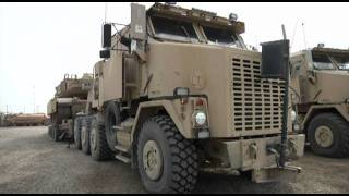 M1 Abrams Tanks being loaded into trucks for shipment out of Base ADDER IRAQ [upl. by Pampuch]