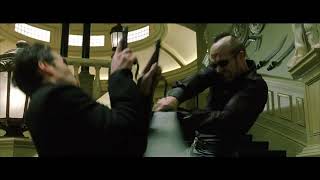 The Matrix Reloaded Chateau Fight Scene  House of the Merovingian  Shooting Scene and Martial Arts [upl. by Schroder]